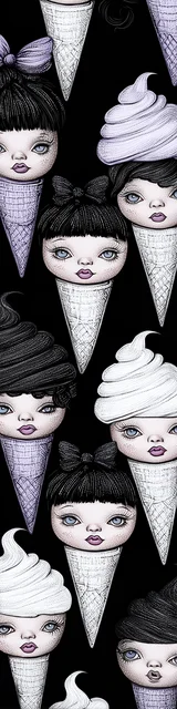 Free unique bookmark featuring ice cream with illustrated faces